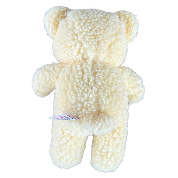 Vintage Kinder Gund Curly Bear Sherpa Plush Teddy Rattle 1988 Yellow 9” GUC - Picture 4 of 9